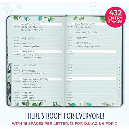 Boxclever Press Small Address Book with 432 Spaces. Address Books with Alphabet Index hardback, Pocket & Change of Address Labels. Perfect Gifts for Women 21 x 13 cm