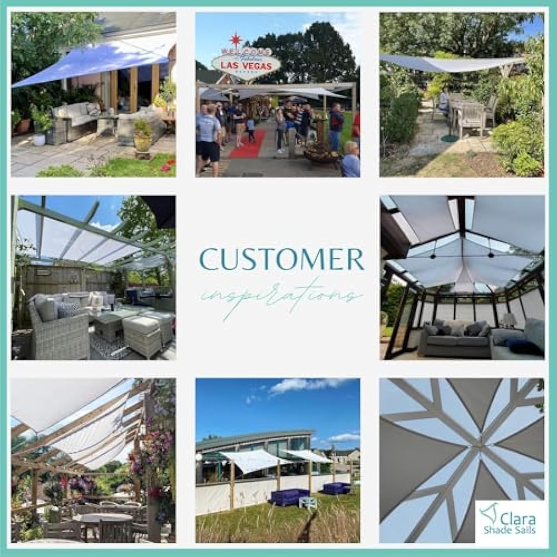 Clara Shade Sails - White Rectangle 3x5m Sun Shade Sail, Conservatory Sail Shades, Pergola Canopy, Garden Sail Canopy Waterproof, Patio Gazebo, Garden Tent, Outdoor Sun Sail Shade, Garden Awning