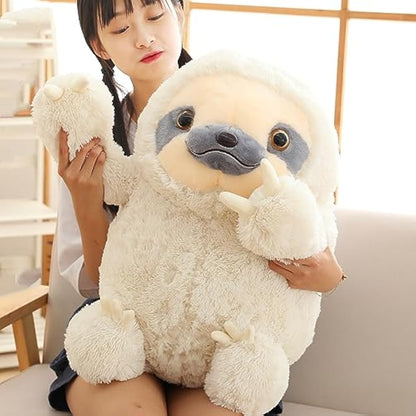 Winsterch Cuddly Sloth Large Stuffed Animal Teddy Baby Doll Birthday Gifts, Plush Soft Toy (Ivory, 27.5 Inches)