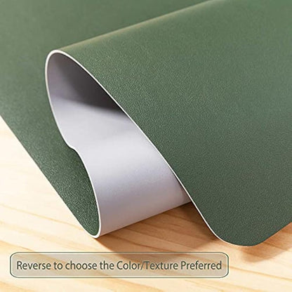 Desk Pad Large, Desk Mat, Extended Mouse Mat, Mouse Pad L, Desk Blotter, DOBAOJIA Laptop Pad Writing Pad for Office/Home, Dual-Side Use PU Leather Waterproof 23.6" X 13.8"(Dark Green/Gray)