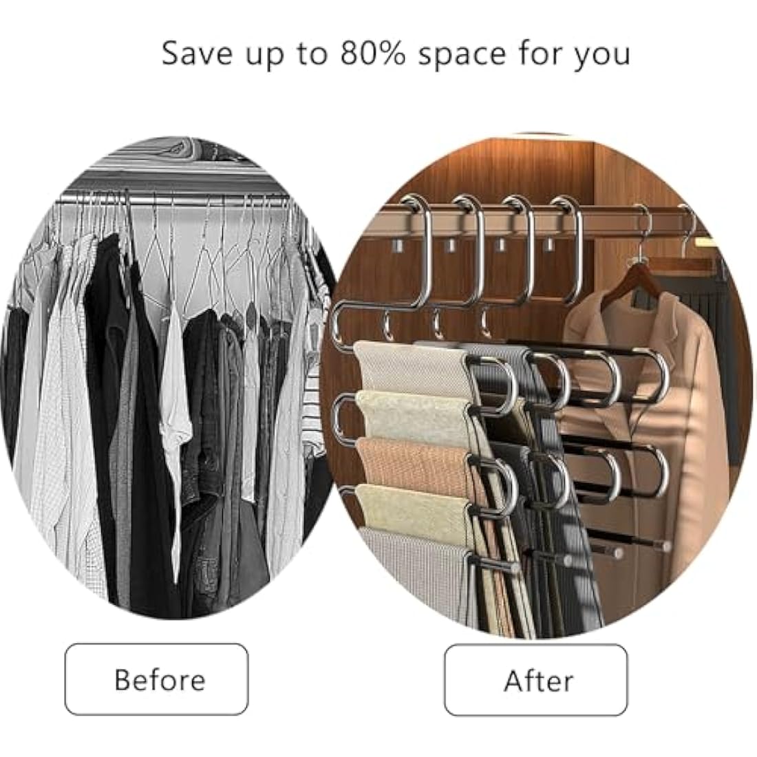 Trouser Hanger, 3 Pack Hangers Space Saving S-Type Clothes Pants Non-Slip Closet Organizer for Scarfs Jeans Trousers Towels