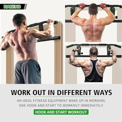 HAKENO Multi-Grip Pull Up Bar For Doorway - Pullupbar With Enhanced Smart Hook Angled Grip Home Gym Exercise Equipment with Professional Training