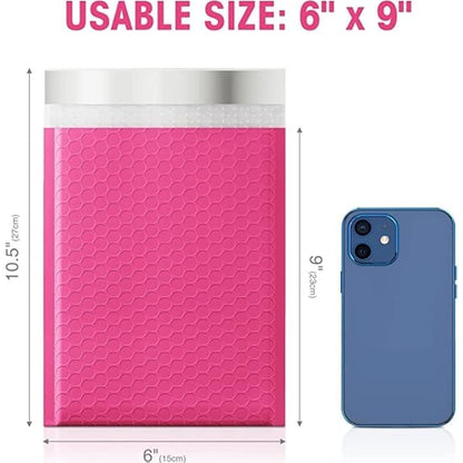 Switory 100pcs Padded Envelopes Pink Bubble Mailers A5 Mailer Bags 6x10In Bubble Envelopes Lined Poly Mailer Self-Seal for Packaging 15.3cmx22.9cm