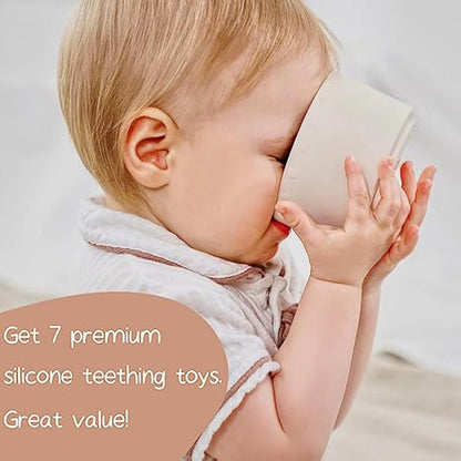 Moonkie Baby Stacking Cups Toy Silicone, Teether for Baby, Early Development & Activity Toys, Silicone Soft Teething Toy, for Bath Play, Stacking Toys 7 Piece Set