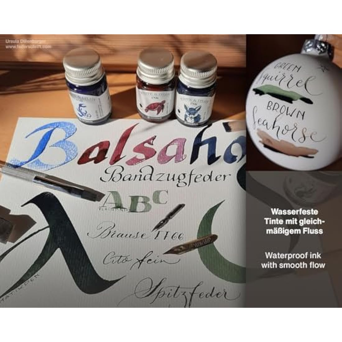 Octopus Write & Draw Ink Set - Basic Mix Calligraphy Ink for Fountain Pens, Waterproof, 6 x 6 x 10 ml