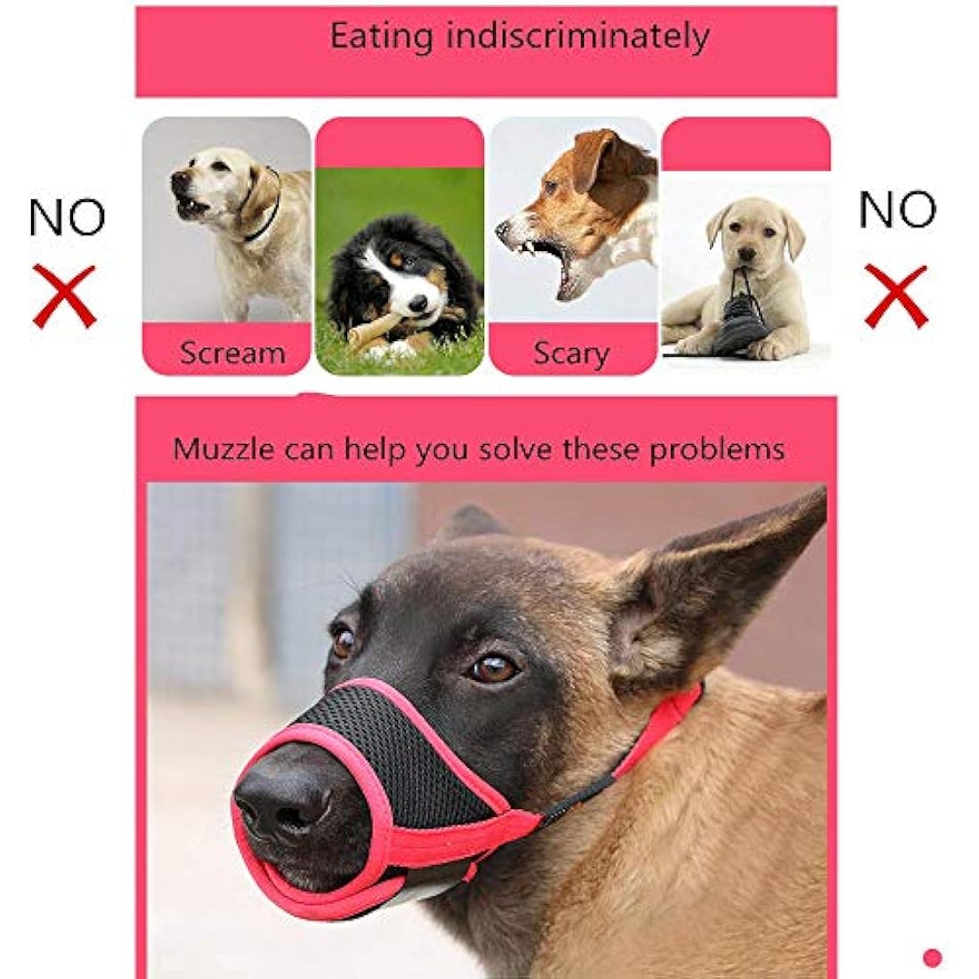 HEELE Dog Muzzle with Adjustable Straps Dog Muzzles to Prevent Biting Barking and Accidental Eating Muzzle for Small Dog (Black-Orange, S)