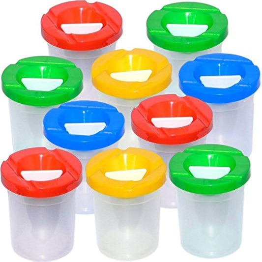 10 Non-Spill Paint Pots with Plastic Stoppers
