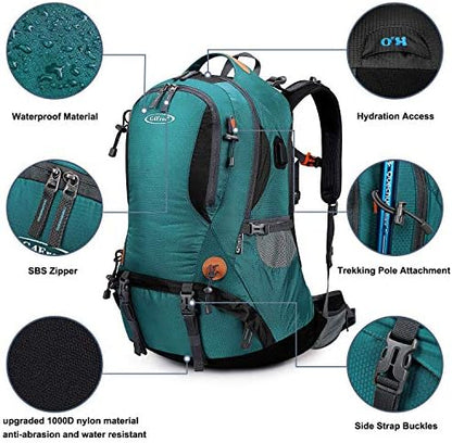 G4Free Hiking Backpack 50L Waterproof Backpack with Rain Cover for Mountaineering Travel Camping Trekking Outdoor Sports for Men Women