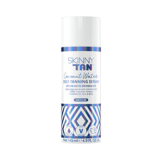 Skinny Tan Coconut Water Serum - Streak Free Fake Tan Serum for Natural Glow with Youth Boosting Q10 & Vitamin E, Vegan & Cruelty Free Skincare -