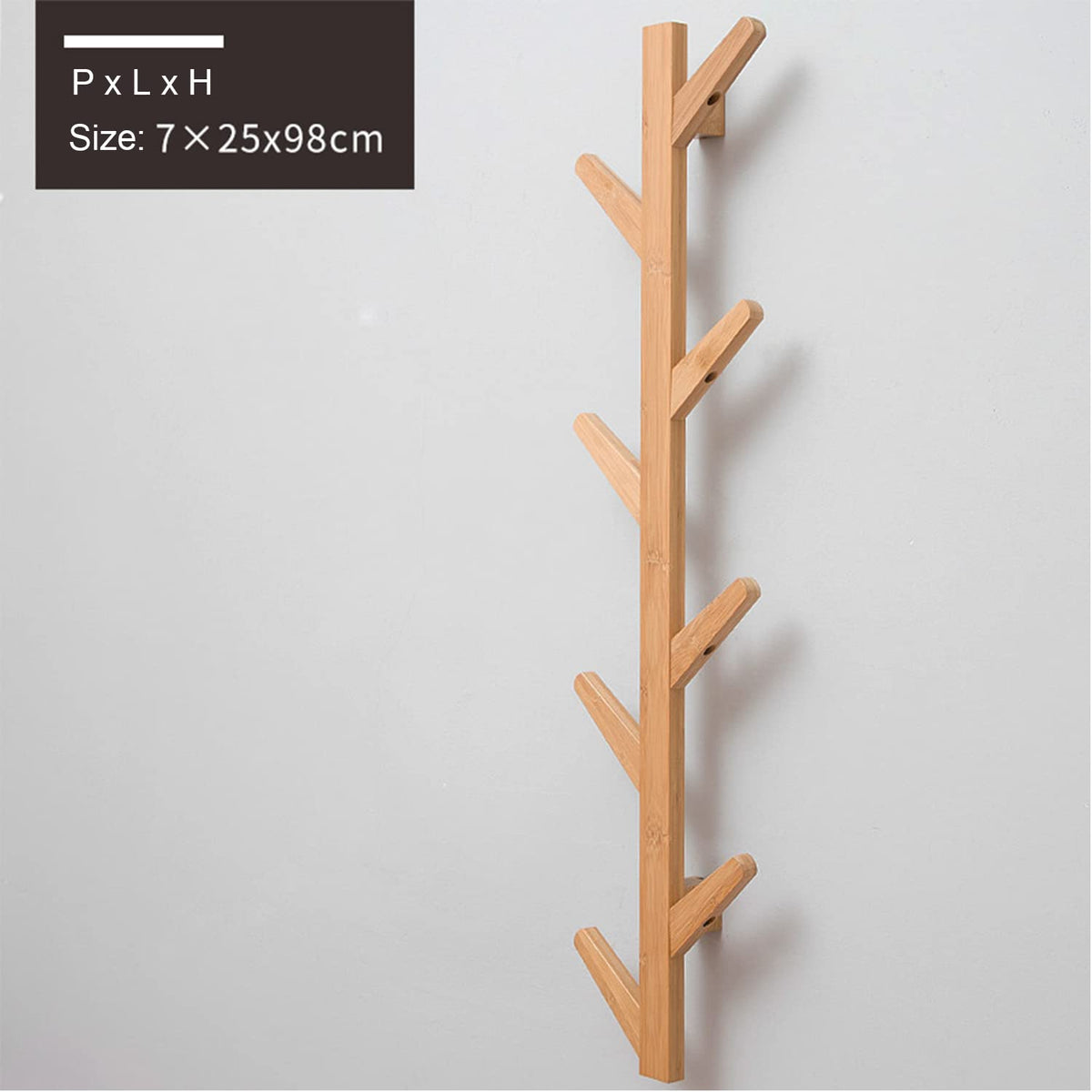 Wall-Mounted Wooden Coat Rack – Tree Shape – 8 Hooks for Hanging