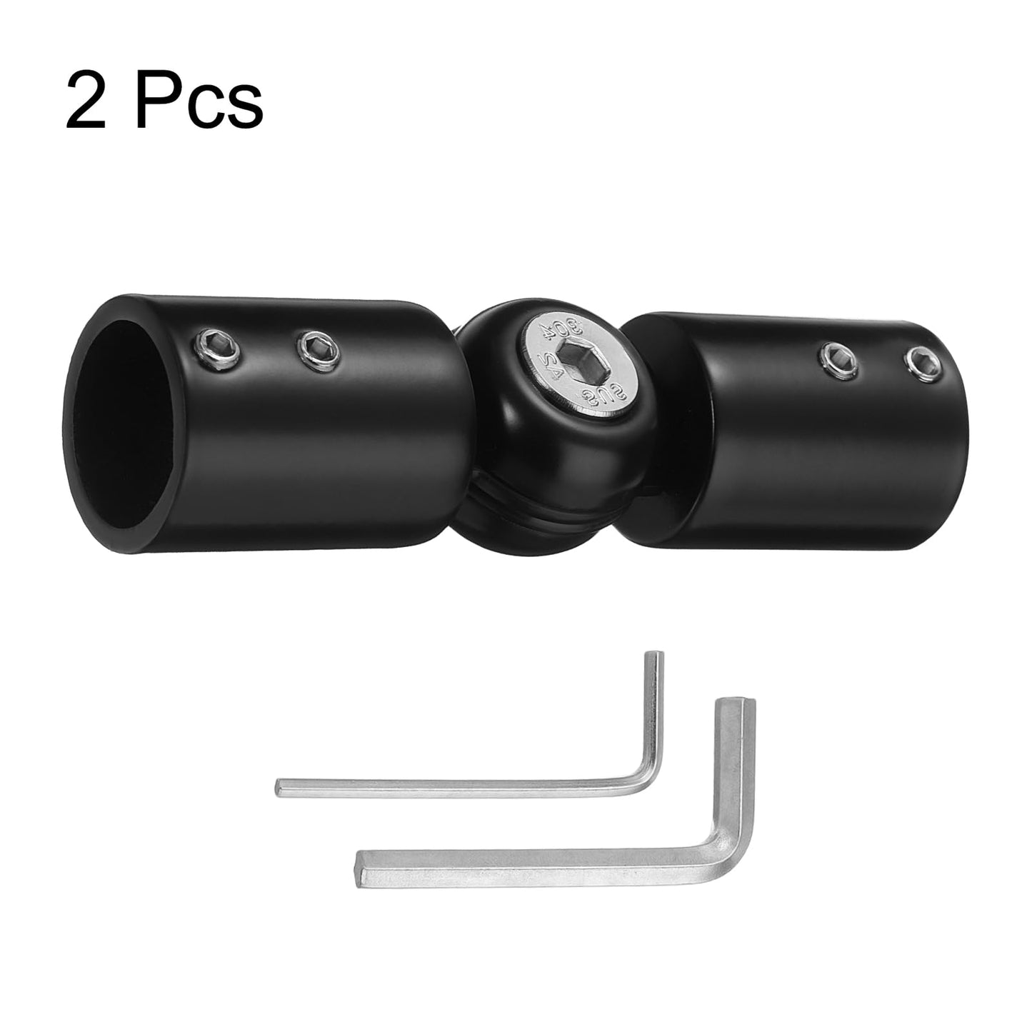 sourcing map 2pcs Corner Curtain Rod Connector, Hinged Elbow Connector Curtain Rod Corner Connector with Hex Wrench for 3/4 Inch OD Bay Window
