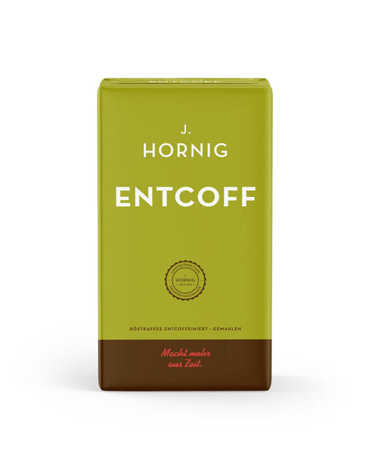 J. Hornig Ground Coffee, Entcoff, Gently Decaffeinated, Mild Arabica and Robusta Decaf Blend, Ideal for Filter Preparation, 500g Pack