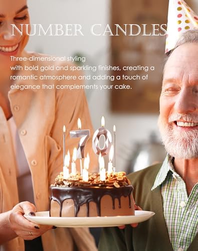 Yiran Rose Gold 13th Birthday Candles Set Number 13 Candle with Long for Cake Candle, Topper Decorations Party Wedding Anniversary