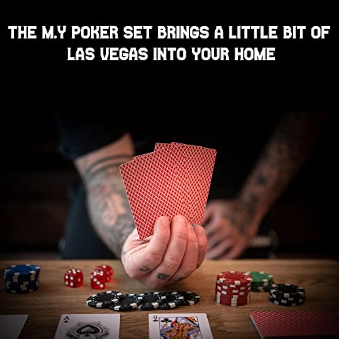 M.Y Texas Hold'em Poker Set - 300 Piece Set in Aluminium Case with 11.5g Heavyweight Poker Chips 2 Decks of Playing Cards Dealer Big Blind and Small Blind Buttons and 5 Dice