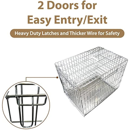 Ellie-Bo Silver Standard Large 36-inch Folding 2-Door Dog Cage/Crate with Metal Tray