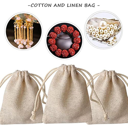 nuoshen 30 Pcs Hessian Bags, 8 X 10 CM Burlap Bags Cotton Drawstring Bag Hessian Fabric Small Drawstring Bag Gift Bag for Jewelry Wedding Christmas Party and DIY Craft