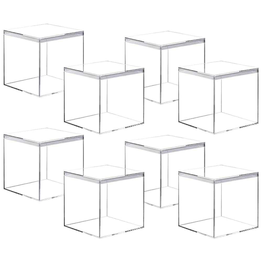 Wanfoou 8 Pack Clear Acrylic Plastic Square Cube Small Acrylic Box with Lid Storage Mini Boxes Square Display Box Organizer Containers for Candy