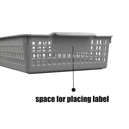 Bblina A4 Plastic Storage Basket, 3-Pack Shallow Storage Trays, Grey