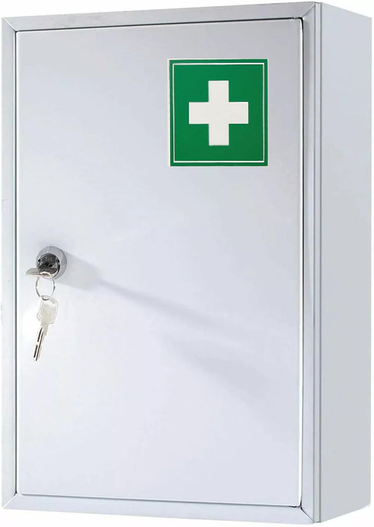 PaulStore Wall Mount First Aid Medical Medicine Metal Steel Cabinet Box Lockable Case Box