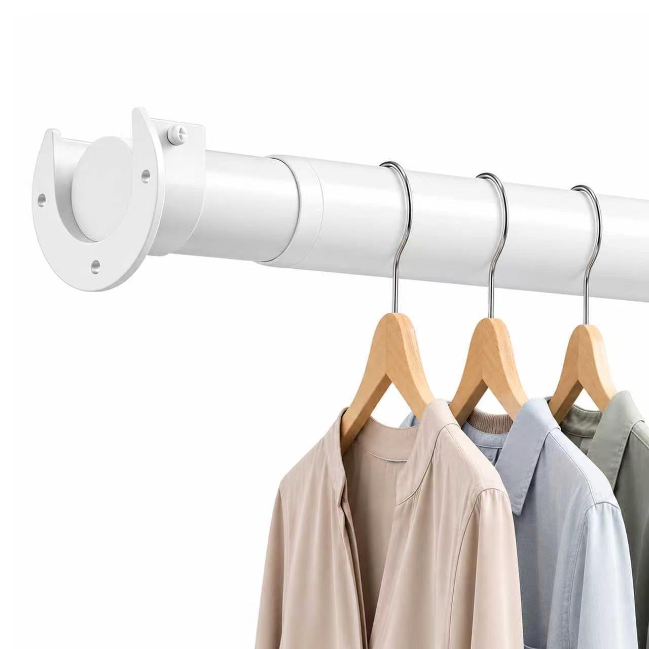 Wardrobe Rail Extendable Clothes Rail Heavy Duty 32mm Clothes Hanging Rod with Brackets and Screws for Wardrobe Cupboard White 68-90cm