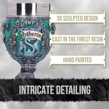 Nemesis Now Harry Potter Collectible Goblet, Resin, Green Silver, 19.5cm