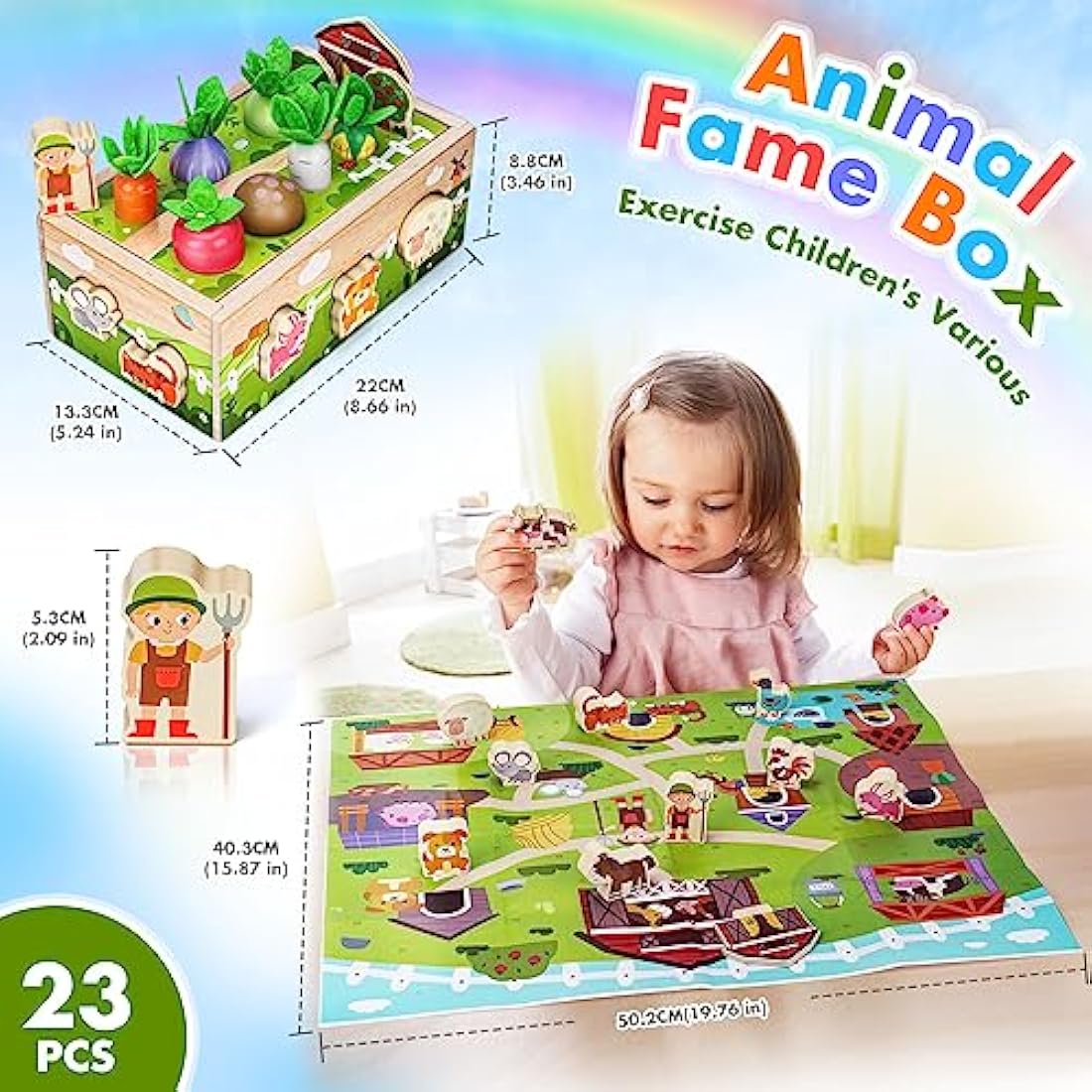 Montessori Wooden Sensory Toddler Toys: Toy for 1 2 3 Year Old Boys Girls | 1st Birthday Baby Gifts for 1-2 Year Olds | Babies 12+ Months Educational Learning Present Easter Gift Fine Motor Skills
