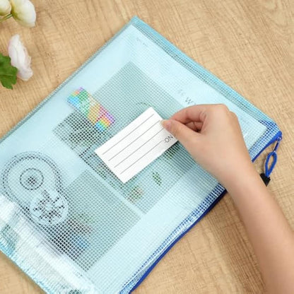 Vicloon Plastic Wallets, 15Pcs A3 A4 A5 Folders Wallets, Zip Lock Bags Mesh Document Wallet Plastic Document Wallets Folder with Label Pocket for School Office Homework Travel Storage Bags (Multi)