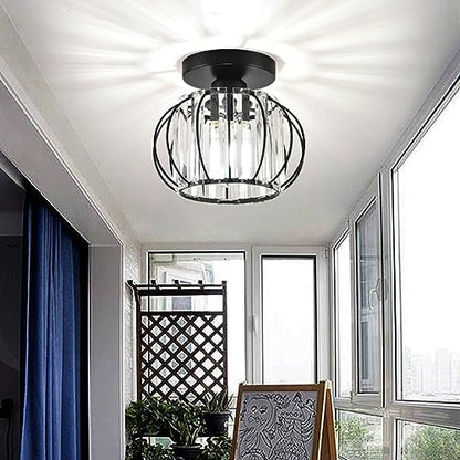 ZYDTRIP Crystals Ceiling Light Fixtures Chandelier, Small Semi Flush Mount Ceiling Light Fitting for Hallway Entrance Kitchen Bedroom Dining Rooms Living Rooms Bar (2 Pack Black)