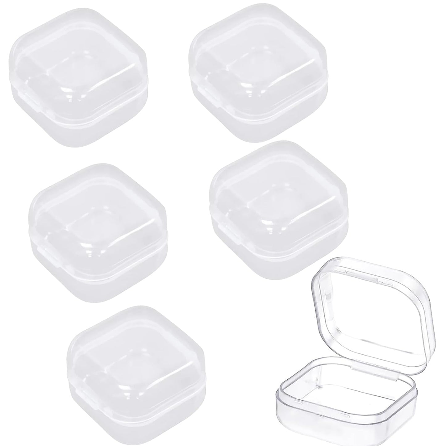 6pcs Small Square Clear Plastic Organizer Boxes Plastic Boxes with Lids