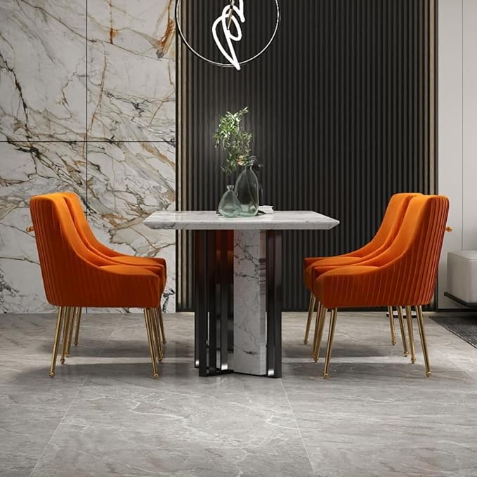 SEYNAR Dining Chairs, Accent Chairs Set of 2, Modern Upholstered Kitchen Chair with Gold Legs