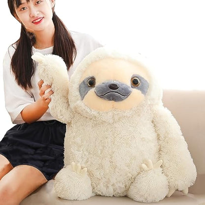Winsterch Cuddly Sloth Large Stuffed Animal Teddy Baby Doll Birthday Gifts, Plush Soft Toy (Ivory, 27.5 Inches)