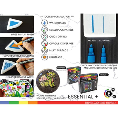 Acrylic Markers, Paint Pens Assorted Vibrant Markers for Rock Painting, Canvas, Glass, Mugs, Wood, Ceramic, Fabric, Metal, Scrapbooking. Non Toxic, Quick Dry, Multi-Surface, Lightfast (MEDIUM)