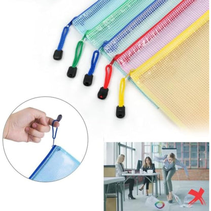 Vicloon Plastic Wallets, 15Pcs A4 A5 A6 Zip Lock Bags Mesh Document Wallet Document Folders Plastic Pockets Zipper File Wallet for School Office Homework Travel Storage Bags (Multicolor)