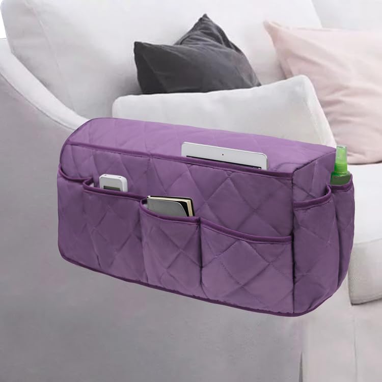 Lyirfan Sofa Armrest Organizer Non-Slip Sofa Storage Organizer Caddy Remote Control Holder with 14 Pockets,for Cell Phone,TVRemote Control,Magazines