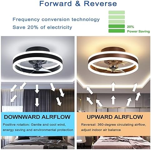 LED Ceiling Fans with Lights Reversible Remote, 6 Speeds Modern Bedroom Fan Ceiling Light Quiet Dimmable Small Ceiling Fan Light for Living Room, Gold 40CM