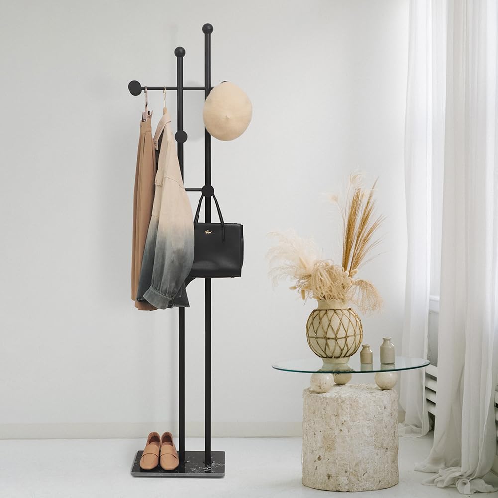 Cre Cra Marble Clothes Rail, Sturdy Metal Coat Stand, Modern Clothes Rack for Clothes, Wardrobe Stand, Freestanding Jacket Stand