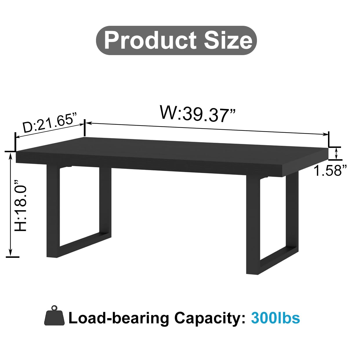 IBF Coffee Table Living Room Wooden Center Coffee Tables 100cm Black Oak