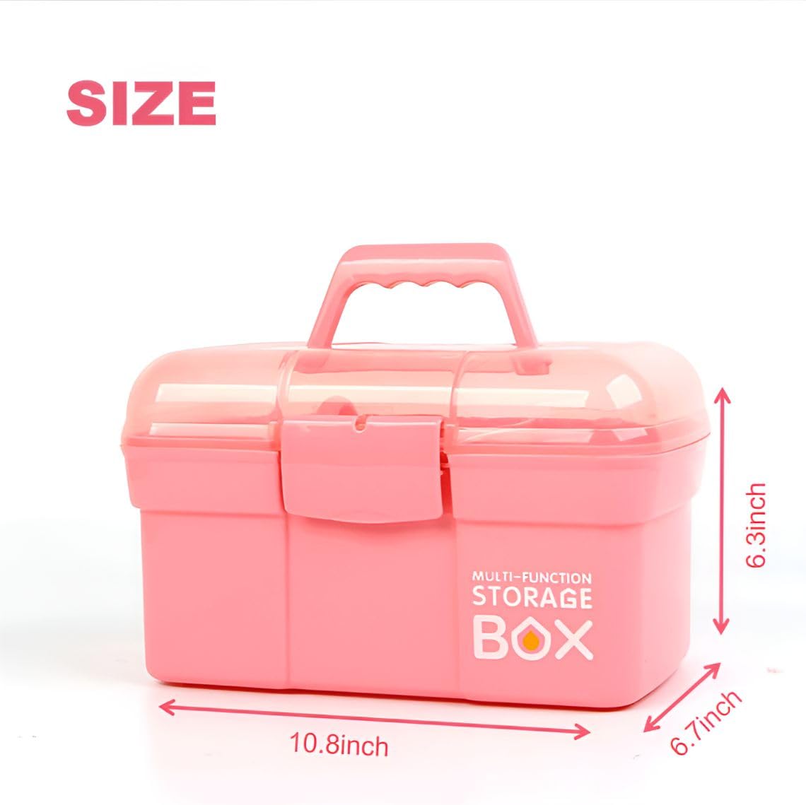 Storage Box with Removable Tray & Lid,Multipurpose Container Small Plastic Art Storage Box with Compartments,Craft Caddy for