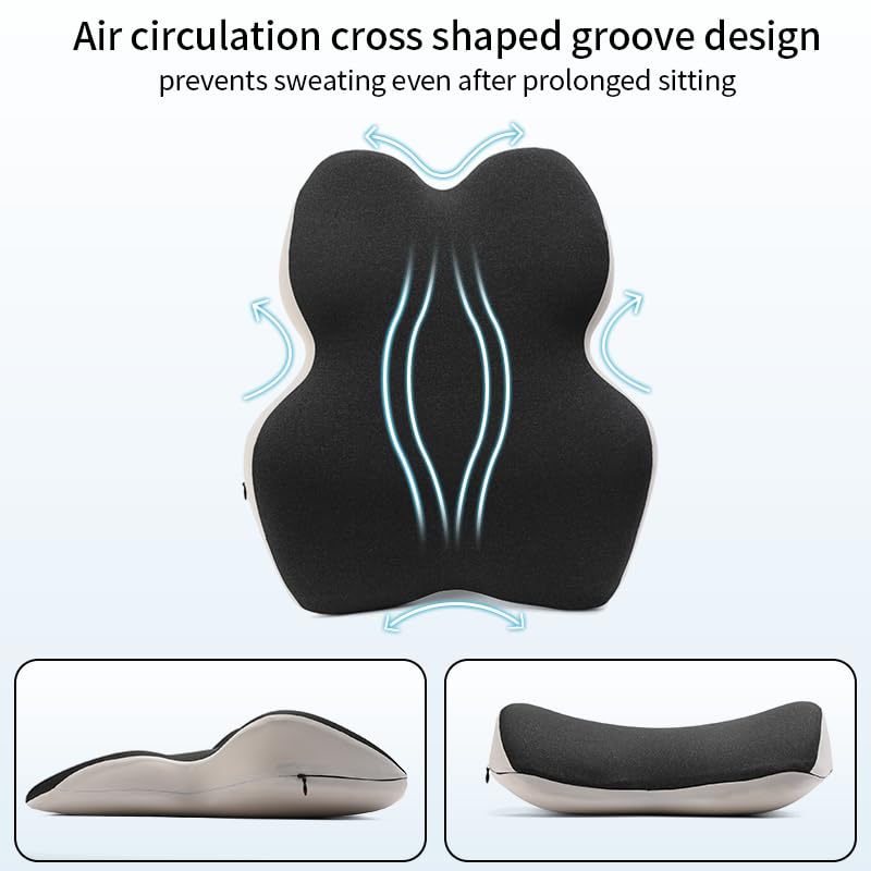 Brightmade Ergonomic Lumbar Support Cushion, Memory Foam Back Pillow for Office & Home Seating, Long Sitting Comfort