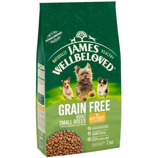James Wellbeloved Adult Grain-Free Small Breed Turkey 7.5 kg Bag, Hypoallergenic Dry Dog Food