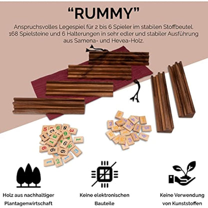 LOGOPLAY Rummy for 6 players - Okey - board game - placement game with 162 tiles in a fabric bag