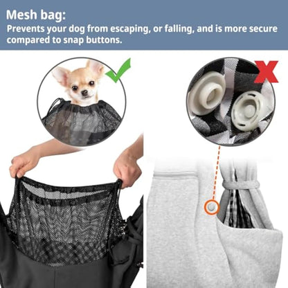 CUBY Dog and Cat Sling Carrier - Small Dog Carrier Sling with Adjust Strap & Zip Pocket, Hands Free Soft Dog Slings for Small Dogs Cats Puppy Pets Outdoor Travel Safety Purse Bag (Black)