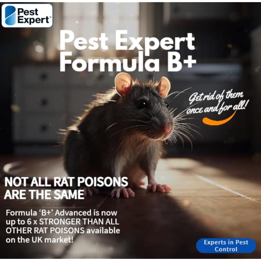 Pest Expert Advanced Rat & Mouse Poisoning Bait Blocks (1.2kg) Strongest Super Strength Rat Poison, Fast-Acting Single Feed Rodent Killer (4 x 300g - 60 Bait Blocks)