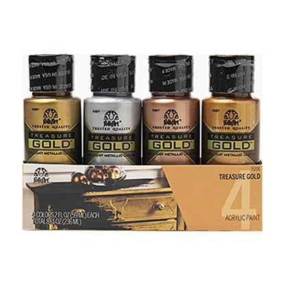 Plaid PE7520E Folk Art Treasure Gold Paint Set, 4 Pieces,one size,7520E