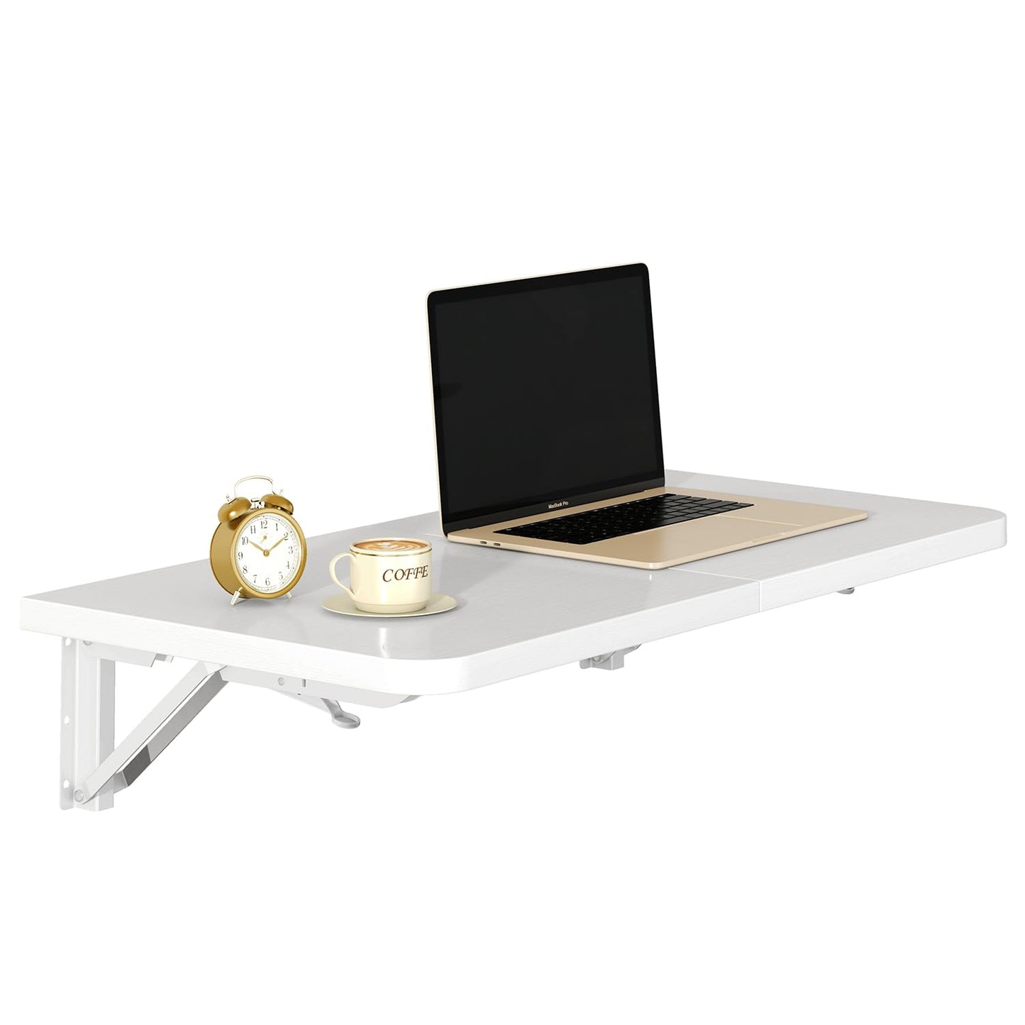 IBUYKE Wall Mounted Folding Table, Floating Wall Desk for Small Spaces, Fold Down Laundry Shelf with Heavy-Duty Brackets