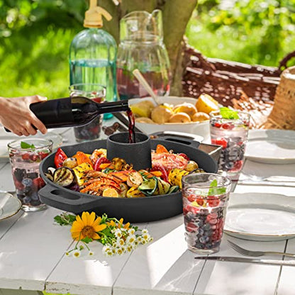 onlyfire Cast Iron Chicken Roaster Stand, BBQ Poultry Roaster Pan with Pour Spout and Handle, Barbecue Accessory for Grill and Oven