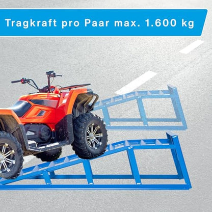 Cartrend Access ramp kit, extra sturdy and wide, load 1.6 tons per each pair, tire distance up to 225 mm, Blue