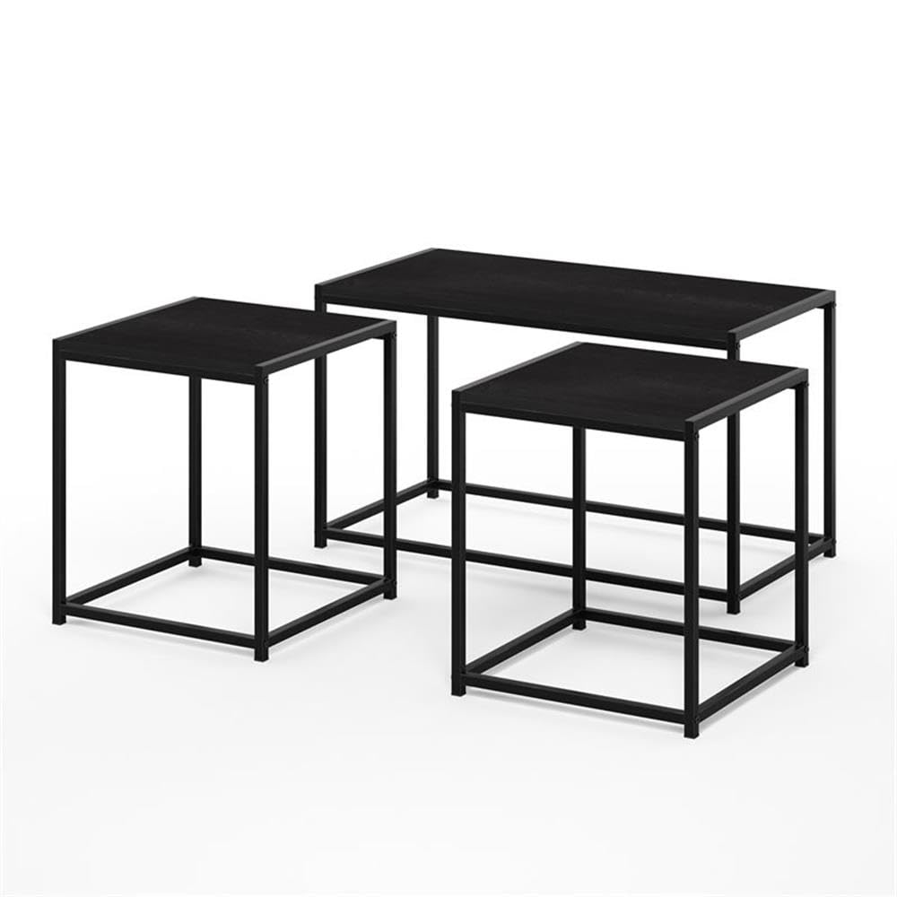 Furinno CAMNUS Coffee Table, Metal Frame Modern Coffee Table and Side Tables Set, Toolless Side Table Sets, for Living Room, Bedroom, Home Office