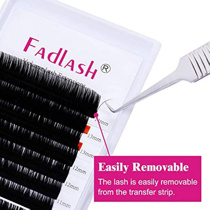 Eyelash Extensions 0.10mm C Curl Mix 8-14mm Fadlash Classic Lash Extensions 1:1 Individual Classic Eyelashes Black Matte Single Lashes Extension Professional