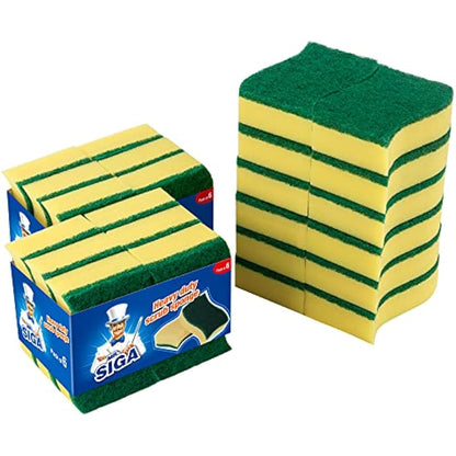 MR.SIGA Heavy Duty Scrub Sponge - Pack of 24, Size:11 x 7 x 3cm